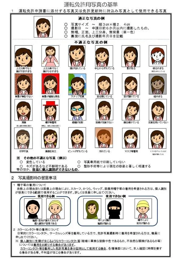 福岡県警察「運転免許用写真の基準」