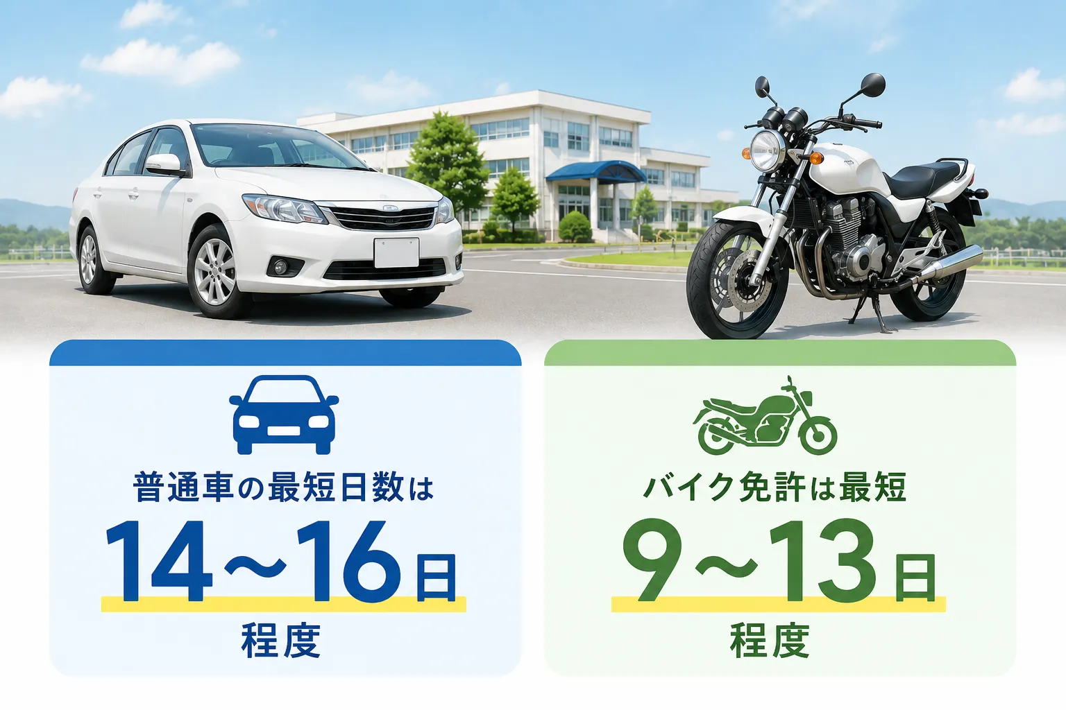 【免許別】合宿免許の最短日数
