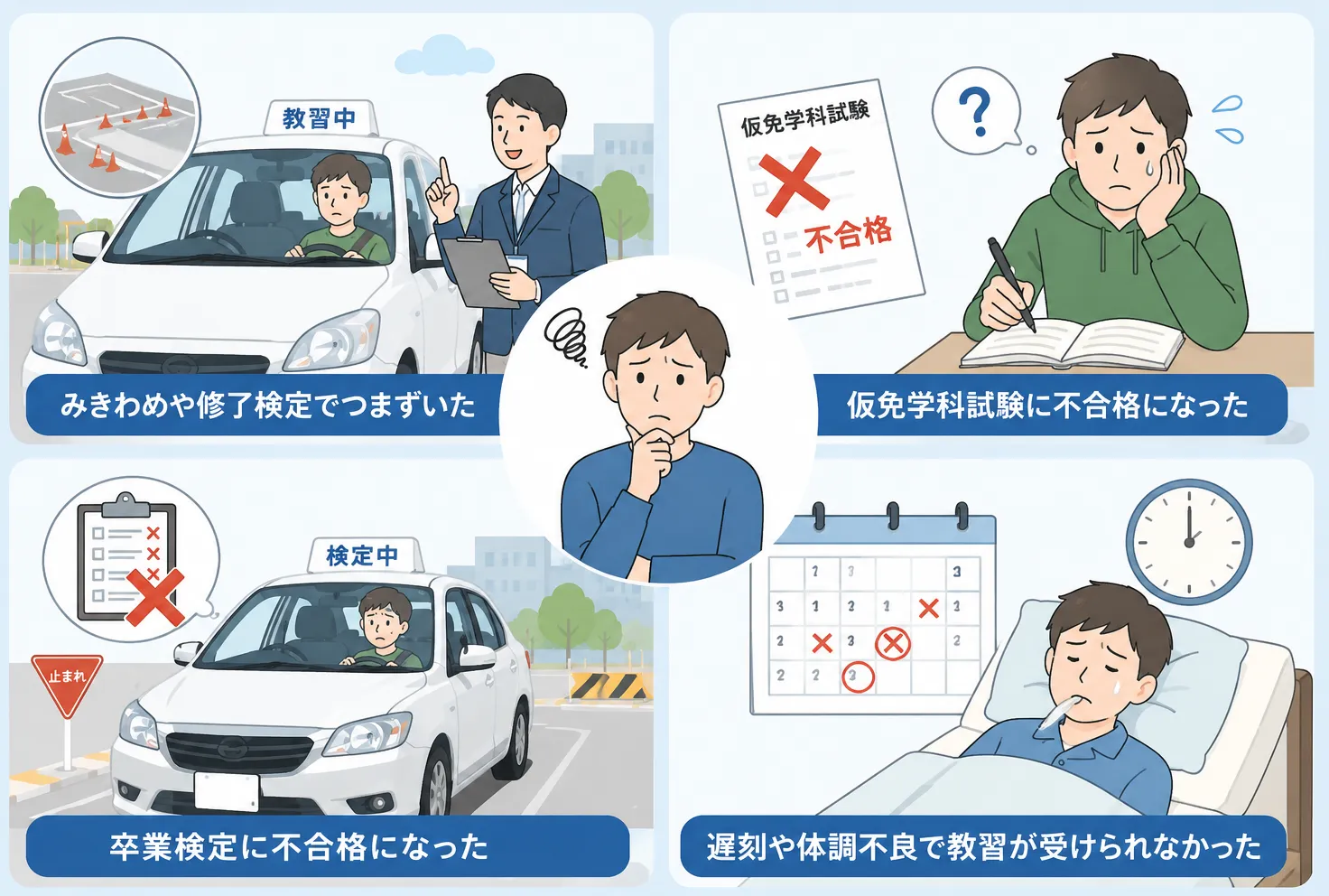 合宿免許の期間が延びてしまうケース