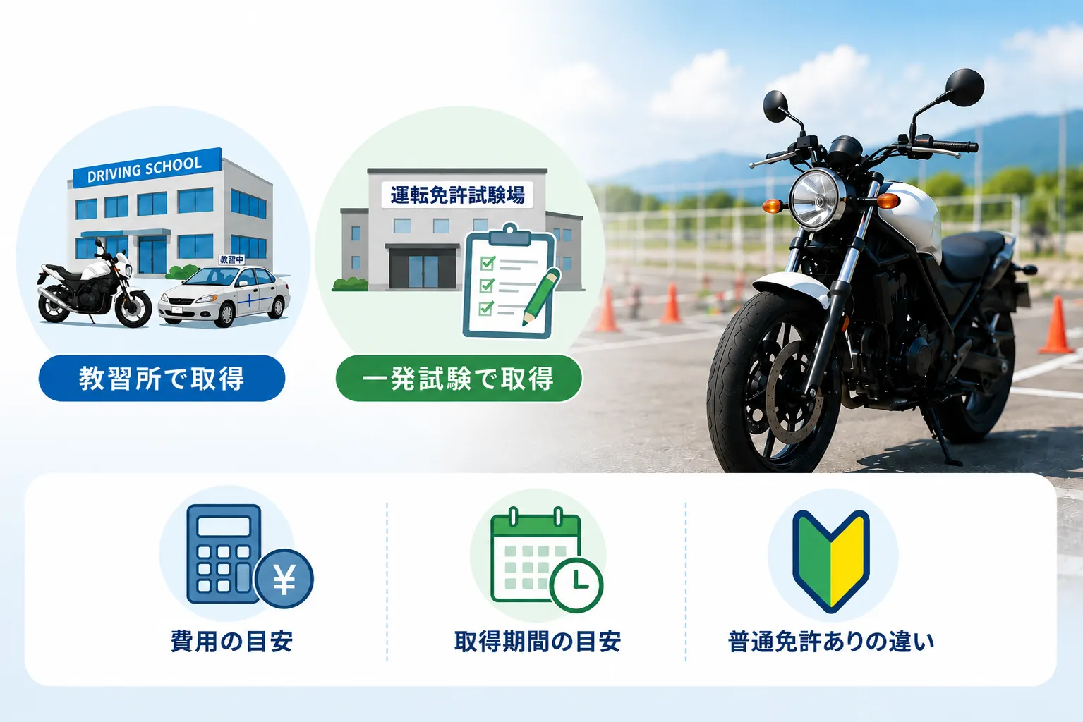 バイク免許の取得方法|費用と期間の目安