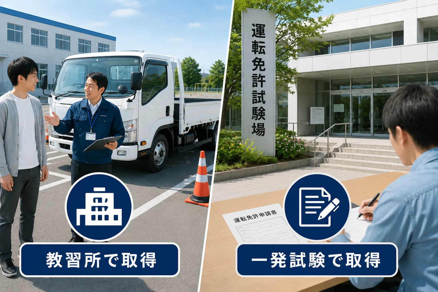 準中型免許は教習所または一発試験で取得できる