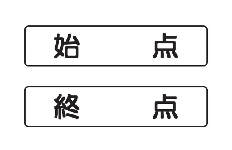 補助標識：始点・終点