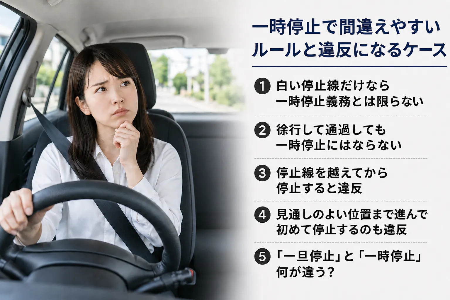 一時停止で間違えやすいルールと違反になるケース
