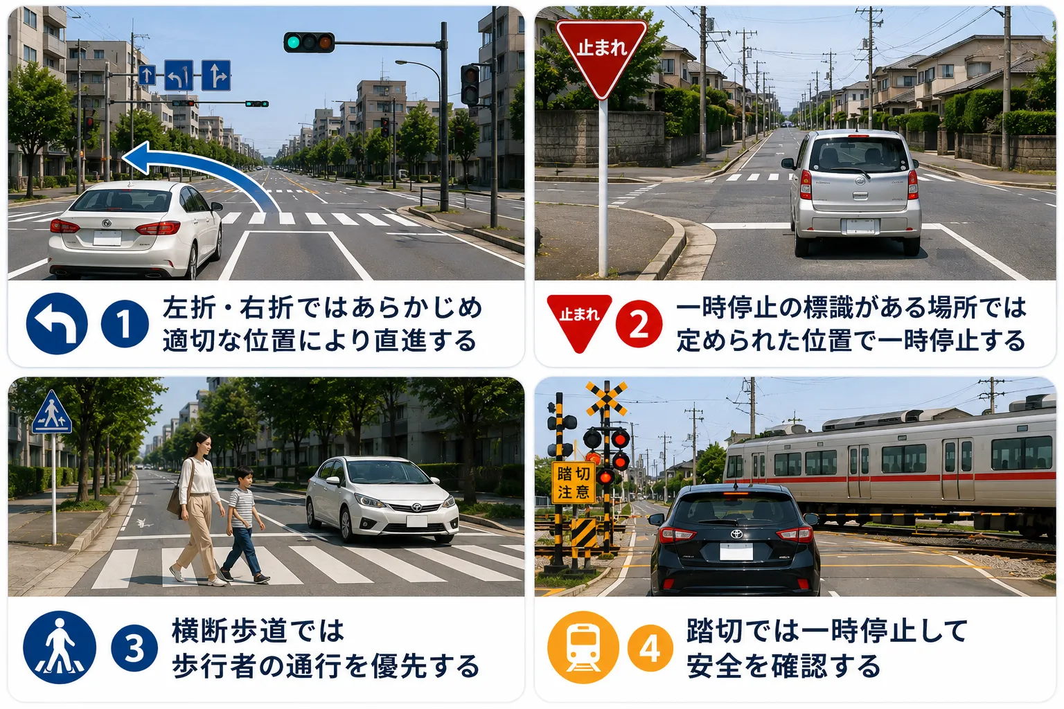 交差点・横断歩道・踏切で守る交通ルール