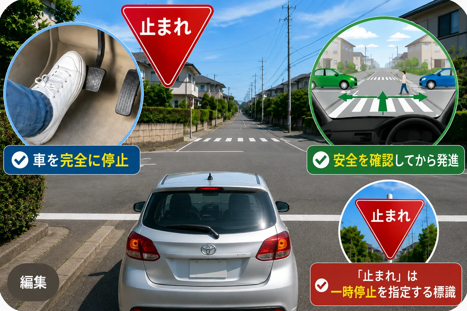 道路交通法で定められた一時停止の基本ルール