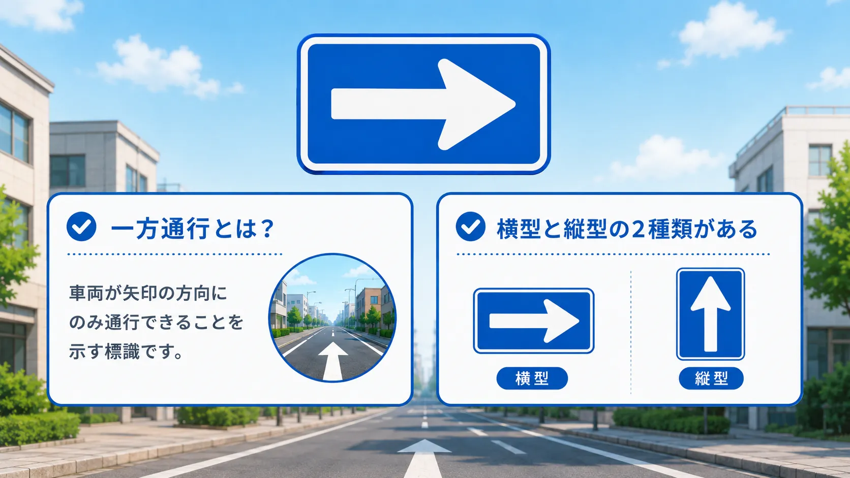 道路標識「一方通行」とは？意味と基本の見方
